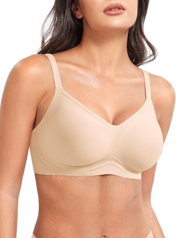YEOREO Women Push Up No Underwire Bra Full Coverage V Neck Basic Bralette Seamless Everyday Bra in Kuwait