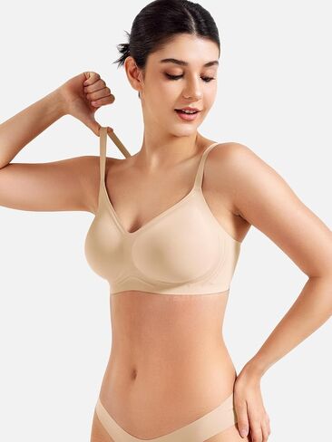 YEOREO Women Push Up No Underwire Bra Full Coverage V Neck Basic Bralette Seamless Everyday Bra in Kuwait