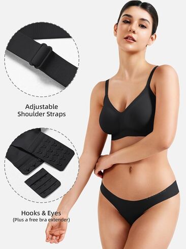 YEOREO Women Push Up No Underwire Bra Full Coverage V Neck Basic Bralette Seamless Everyday Bra in Kuwait