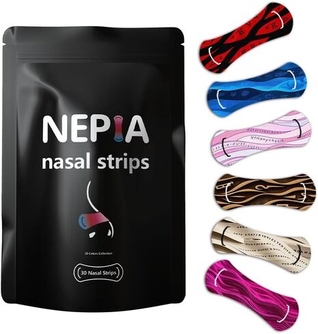 Nepia 30 Pack Extra-Strength Nasal Strips – Latex-Free & Drug-Free Breathing Support for Sports Performance & Day Comfort | Unisex Variety Pack with Assorted Designs in Saudi Arabia