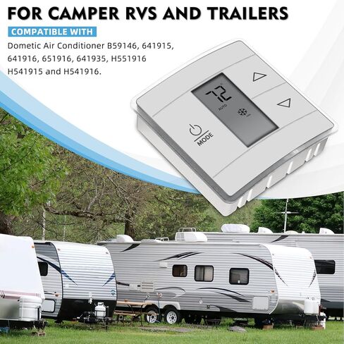 3316250.712 ترموستات جداري لمنطقة واحدة RV مناسب للاستخدام المنزلي، مع عرض درجة الحرارة الرقمية المتوافق مع عربات التخييم والمقطورات، أسود. in Kuwait