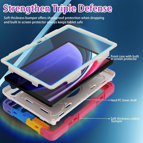 for Samsung Galaxy Tab S9/ S9 FE 5G Tablet Case 2023 with HD Screen Protector|360 Kickstand Hand Strap,Shoulder Strap|Heavy Duty Rugged Drop-Proof Case for Galaxy Tab S9 FE 10.9''/ S9 11'' in Saudi Arabia
