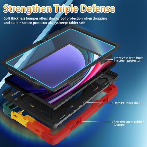for Samsung Galaxy Tab S9/ S9 FE 5G Tablet Case 2023 with HD Screen Protector|360 Kickstand Hand Strap,Shoulder Strap|Heavy Duty Rugged Drop-Proof Case for Galaxy Tab S9 FE 10.9''/ S9 11'' in Saudi Arabia