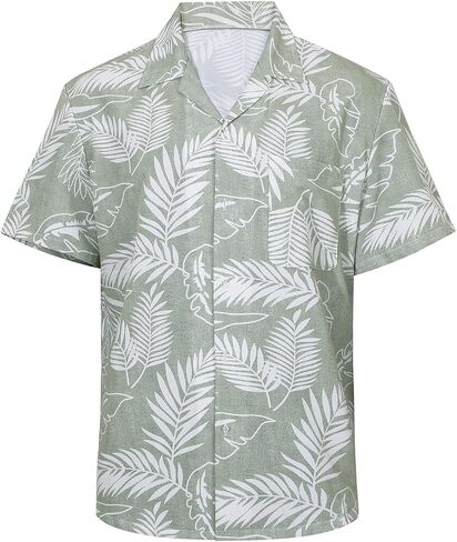 Mens Hawaiian Shirts Short Sleeve Button Down Tropical Shirts Casual Beach Shirt Men in Kuwait