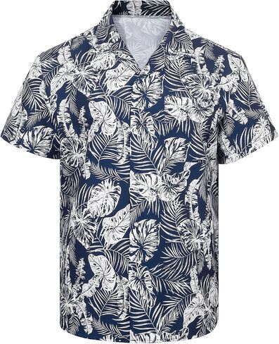 Mens Hawaiian Shirts Short Sleeve Button Down Tropical Shirts Casual Beach Shirt Men in Kuwait