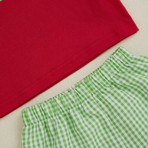 Toddler Baby Boy Summer Clothes Fruits Embroidery Short Sleeve T Shirt Plaid Shorts Sets Cute Boys Summer Outfits in Saudi Arabia