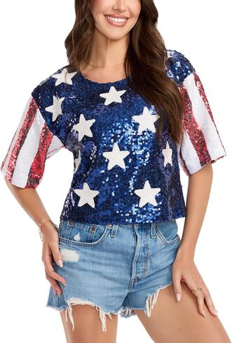 Tipsy Elves Patriotic Tank Tops for Women - Red White Blue 4th of July Tops for Women - Casual Summer Tanks for July 4th in Saudi Arabia