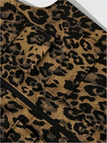 رجال Leopard zip up Stest Coat Vintage Cheetah Sconeslesse Screenscoat streetwear مع جيوب رفرف in Saudi Arabia