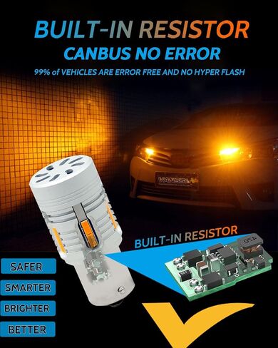 7440 LED LED Amber Yellow ، 7440 Amber LED لمبة LED مع مقاوم مضاد للمقاوم Canbus خالية من الفلاش Hyper ، T20 7440A 7440NA W21W WY21W LED لمصباح إشارة الدوران ، حزمة 2 in Saudi Arabia
