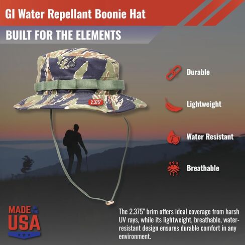 US Military Surplus GI Water Repellant Boonie Hat, Made in USA in Saudi Arabia