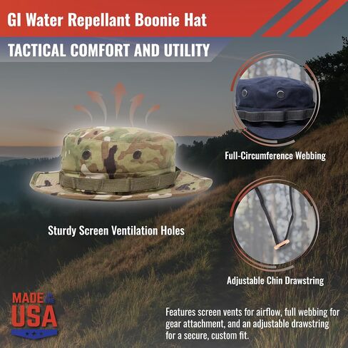 US Military Surplus GI Water Repellant Boonie Hat, Made in USA in Saudi Arabia