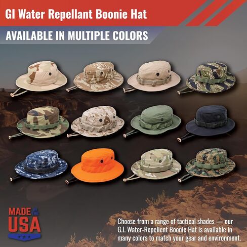 US Military Surplus GI Water Repellant Boonie Hat, Made in USA in Saudi Arabia