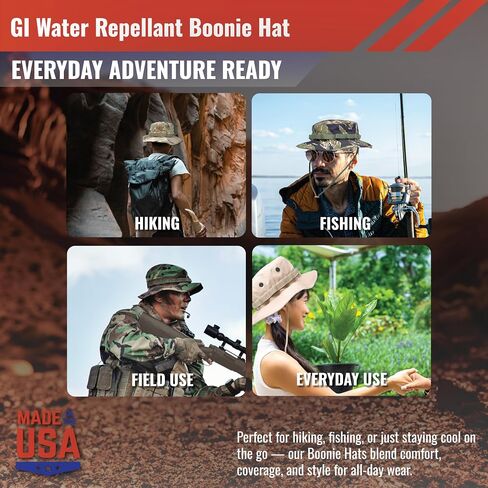 US Military Surplus GI Water Repellant Boonie Hat, Made in USA in Saudi Arabia