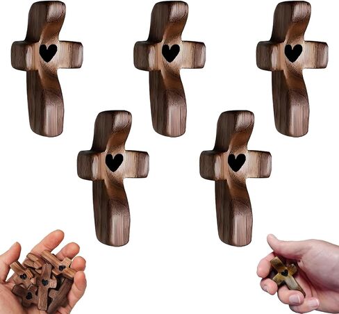 Wooden Cross Fidget,Cross My Heart,Small Wooden Crosses for Pocket Prayers,Wood Cross for Religious Gifts for Children and Adults (5PCS) in Saudi Arabia