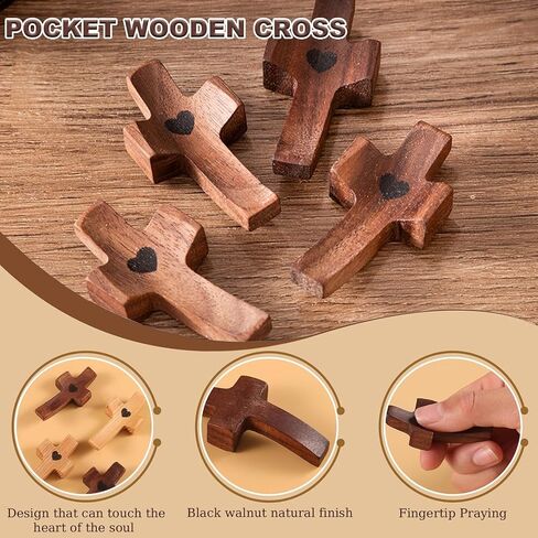 Wooden Cross Fidget,Cross My Heart,Small Wooden Crosses for Pocket Prayers,Wood Cross for Religious Gifts for Children and Adults (5PCS) in Saudi Arabia