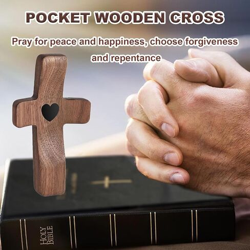 Wooden Cross Fidget,Cross My Heart,Small Wooden Crosses for Pocket Prayers,Wood Cross for Religious Gifts for Children and Adults (5PCS) in Saudi Arabia