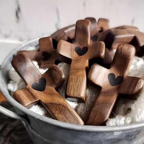 Wooden Cross Fidget,Cross My Heart,Small Wooden Crosses for Pocket Prayers,Wood Cross for Religious Gifts for Children and Adults (5PCS) in Saudi Arabia