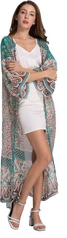 Zoye Chen Women's Kimono Cardigan Ploral Print Long Sleeve Cover Up Beach Coverups بدلة السباحة للنساء in Kuwait