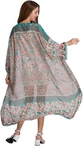 Zoye Chen Women's Kimono Cardigan Ploral Print Long Sleeve Cover Up Beach Coverups بدلة السباحة للنساء in Kuwait