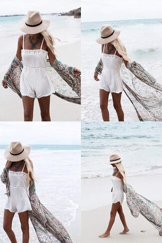 Zoye Chen Women's Kimono Cardigan Ploral Print Long Sleeve Cover Up Beach Coverups بدلة السباحة للنساء in Kuwait