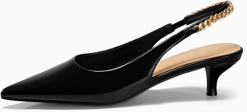 Coutgo Womens Slingback Kitten Heels Closed Pointed Toe Pumps Dress Work Shoes with Gold Chian in Saudi Arabia
