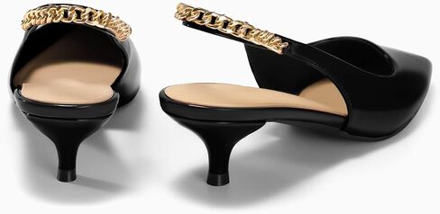 Coutgo Womens Slingback Kitten Heels Closed Pointed Toe Pumps Dress Work Shoes with Gold Chian in Saudi Arabia