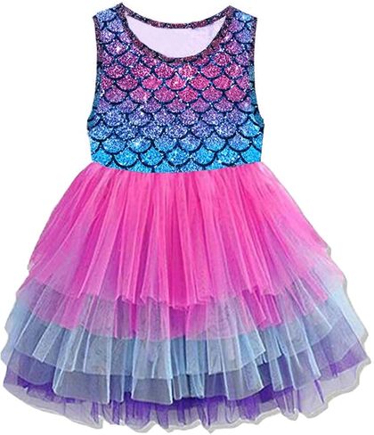 VIKITA Girls Dresses Summer Short Sleeve Toddler Girls Clothes Party Tutu Dresses for 3-12 Years Kids in Saudi Arabia