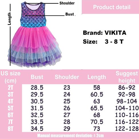 VIKITA Girls Dresses Summer Short Sleeve Toddler Girls Clothes Party Tutu Dresses for 3-12 Years Kids in Saudi Arabia