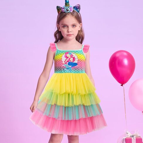 VIKITA Girls Dresses Summer Short Sleeve Toddler Girls Clothes Party Tutu Dresses for 3-12 Years Kids in Saudi Arabia