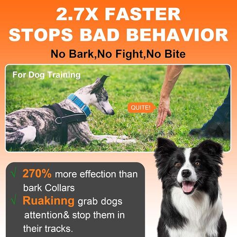 Dog Bark Deterrent Devices, Professional Dog Training Tool, Anti Bark Device for Dogs, w/ 3X Sonic emitters 50ft Range for Dog Training, Alternative to bark Collar,Orange in Saudi Arabia