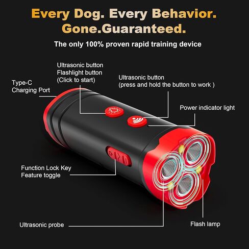 Dog Bark Deterrent Devices, Professional Dog Training Tool, Anti Bark Device for Dogs, w/ 3X Sonic emitters 50ft Range for Dog Training, Alternative to bark Collar,Orange in Saudi Arabia