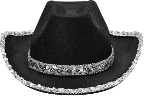 Western Cowboy Hat و Bandana مجموعة واسعة مع قبعات رعاة البقر الترتر وشراب الشرابة للباس حفلات تأثيري in Kuwait