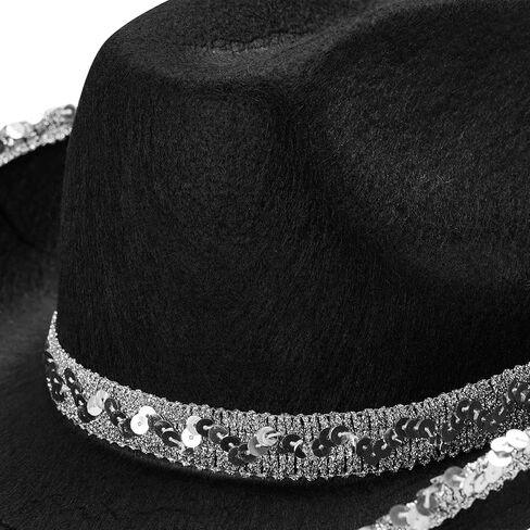 Western Cowboy Hat و Bandana مجموعة واسعة مع قبعات رعاة البقر الترتر وشراب الشرابة للباس حفلات تأثيري in Kuwait