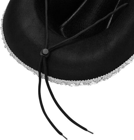 Western Cowboy Hat و Bandana مجموعة واسعة مع قبعات رعاة البقر الترتر وشراب الشرابة للباس حفلات تأثيري in Kuwait