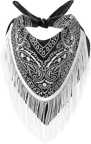 Western Cowboy Hat و Bandana مجموعة واسعة مع قبعات رعاة البقر الترتر وشراب الشرابة للباس حفلات تأثيري in Kuwait
