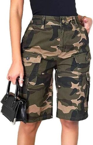 Voghtic Women’s Camouflage Cargo Shorts Casual High Waisted Ripped Frayed Stretchy Jeans Shorts with Pockets in Kuwait