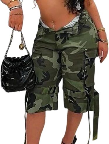Voghtic Women’s Camouflage Cargo Shorts Casual High Waisted Ripped Frayed Stretchy Jeans Shorts with Pockets in Kuwait