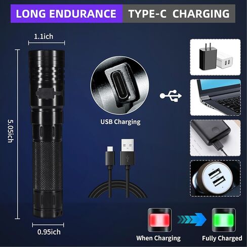 DARKBEAM Flashlight UV 365nm Black Light High Power 3 LEDs USB -C Rechargeable, 20W Mini Woods Lamp Ultraviolet with Filter - Detector for Pet Urine, Uranium Glass - Leak Detection - Resin Curing in Saudi Arabia