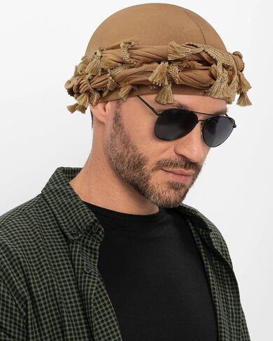 Babalet Halo Turban for Men Women Satin Lined Durag Head Wraps Skull Cap Pre-Tied Tassels Braid Beanie Vintage Twist Bonnet in Kuwait