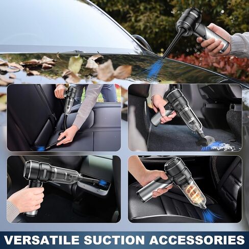Car Vacuum Portable Cordless with 18000Pa Suction, 4 in 1 Air Duster & Mini Vacuum Cleaner High Power Foldable Rechargeable, Brushless Motor Airify Pro Handheld Vacuum for Car Home Office in Saudi Arabia