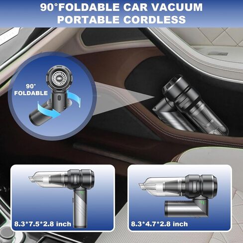 Car Vacuum Portable Cordless with 18000Pa Suction, 4 in 1 Air Duster & Mini Vacuum Cleaner High Power Foldable Rechargeable, Brushless Motor Airify Pro Handheld Vacuum for Car Home Office in Saudi Arabia