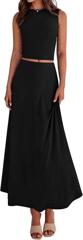 BTFBM 2 Piece Skirt Sets For Women 2025 Summer Spring Dresses Resort Vacation Curise Outfits Tank Top Maxi Skirt Set in Saudi Arabia