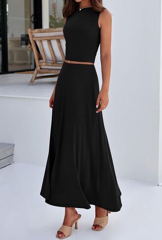 BTFBM 2 Piece Skirt Sets For Women 2025 Summer Spring Dresses Resort Vacation Curise Outfits Tank Top Maxi Skirt Set in Saudi Arabia