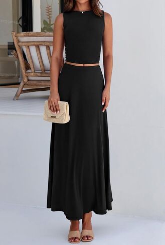 BTFBM 2 Piece Skirt Sets For Women 2025 Summer Spring Dresses Resort Vacation Curise Outfits Tank Top Maxi Skirt Set in Saudi Arabia