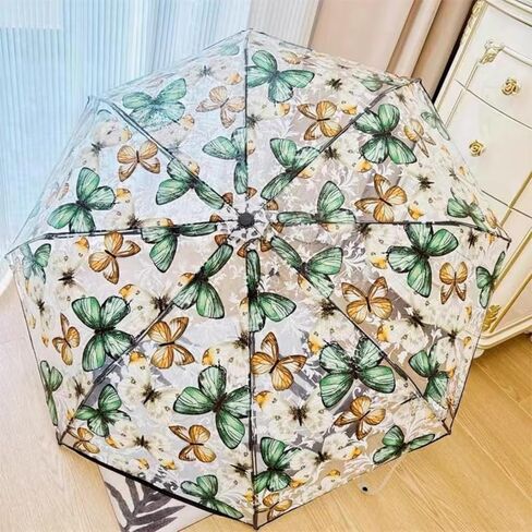 الفراشة صافية المظلة النساء الأنيقة الفريدة التلقائية مفتوحة مفتوحة المظلة شفافة مع سهولة قبضة مقبض المظلة قابلة للطي in Kuwait