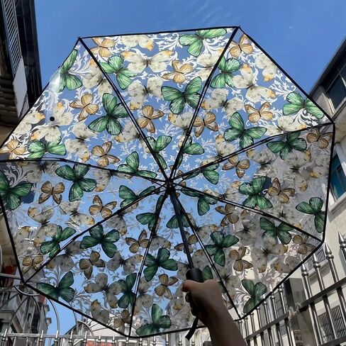 الفراشة صافية المظلة النساء الأنيقة الفريدة التلقائية مفتوحة مفتوحة المظلة شفافة مع سهولة قبضة مقبض المظلة قابلة للطي in Kuwait