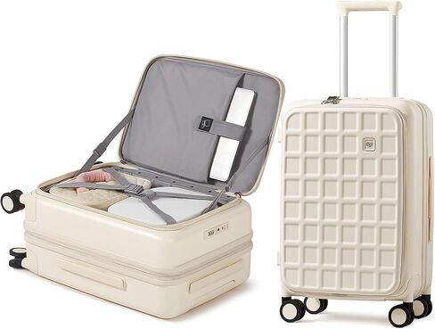 Expandable Top Opening Carry On Luggage Airline Approved, 20 Inch Lightweight Hardside Carry On Suitcase with Spinner Wheels, Travel Luggage for Women Men, Coconut White in Saudi Arabia