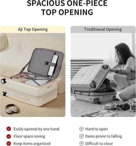 Expandable Top Opening Carry On Luggage Airline Approved, 20 Inch Lightweight Hardside Carry On Suitcase with Spinner Wheels, Travel Luggage for Women Men, Coconut White in Saudi Arabia