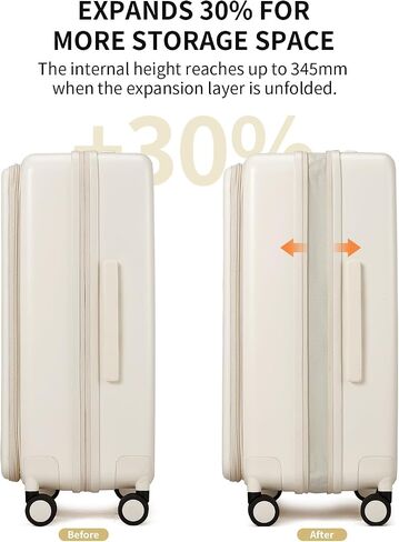Expandable Top Opening Carry On Luggage Airline Approved, 20 Inch Lightweight Hardside Carry On Suitcase with Spinner Wheels, Travel Luggage for Women Men, Coconut White in Saudi Arabia