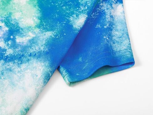 Beezizac Little Big Boys Pajamas Tie Dye Blue & Yellow 2-PC Snug-fit Comfy Short Sleeve PJ Set Kid Summer Size 4T-14 in Saudi Arabia